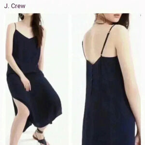 J. Crew navy blue spaghetti strapped dress, fully lined.